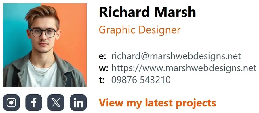 An example of a professional email signature with man's headshot